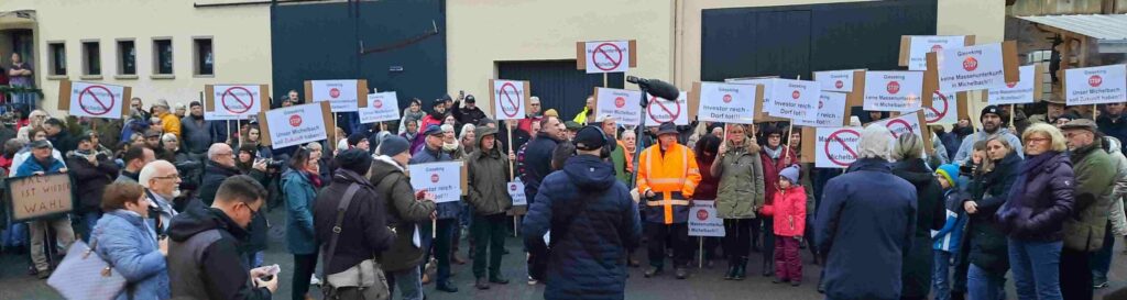 Demonstration gegen eine Flüchtlingsunterkunft in Michelbach am 25.1.2024, Foto privat